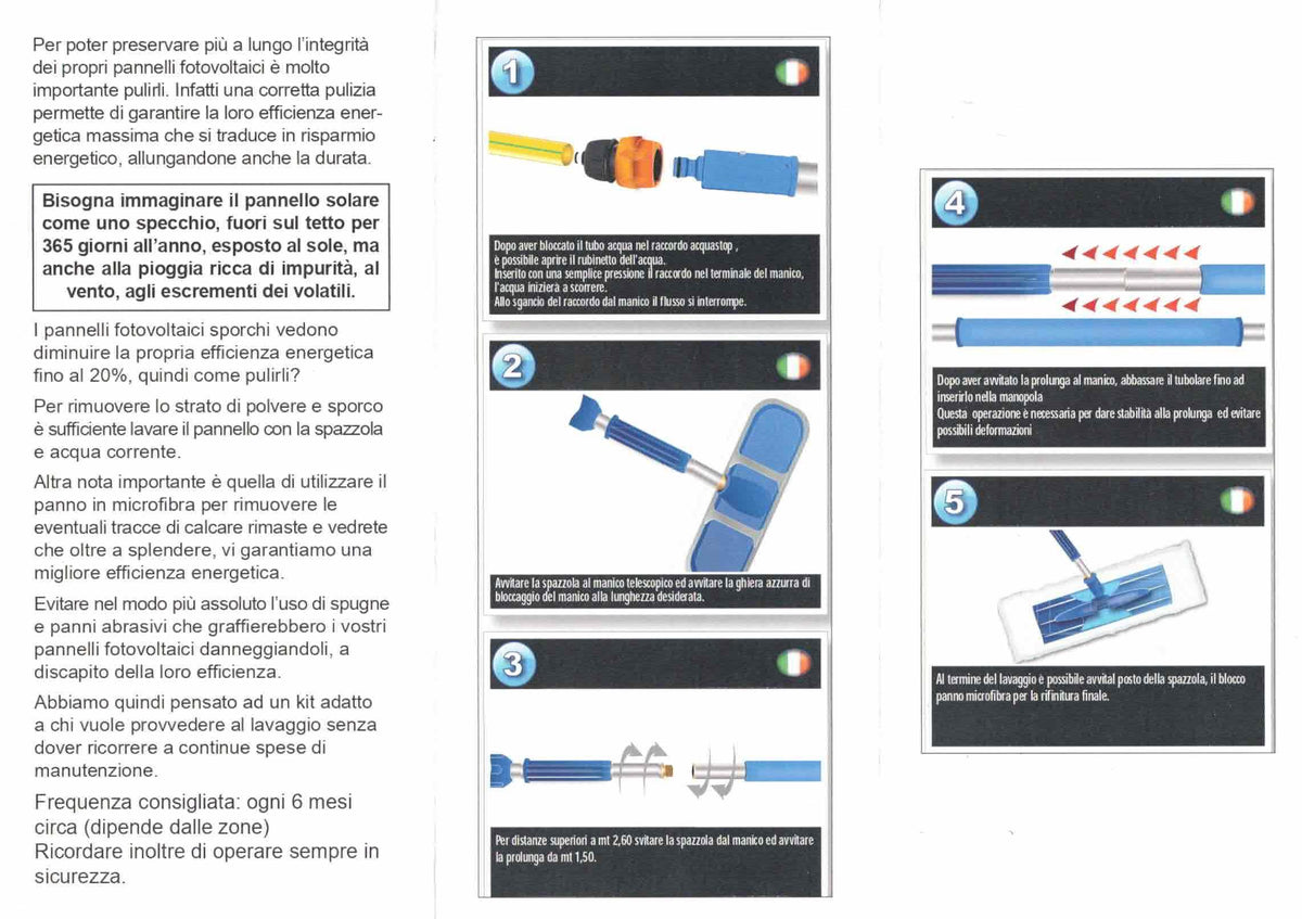 Kit Viglietta pulizia pannelli solari allungabile fino a 410 cm + FAREN Detergente Solar Cleaning 1LT  [BUNDLE]