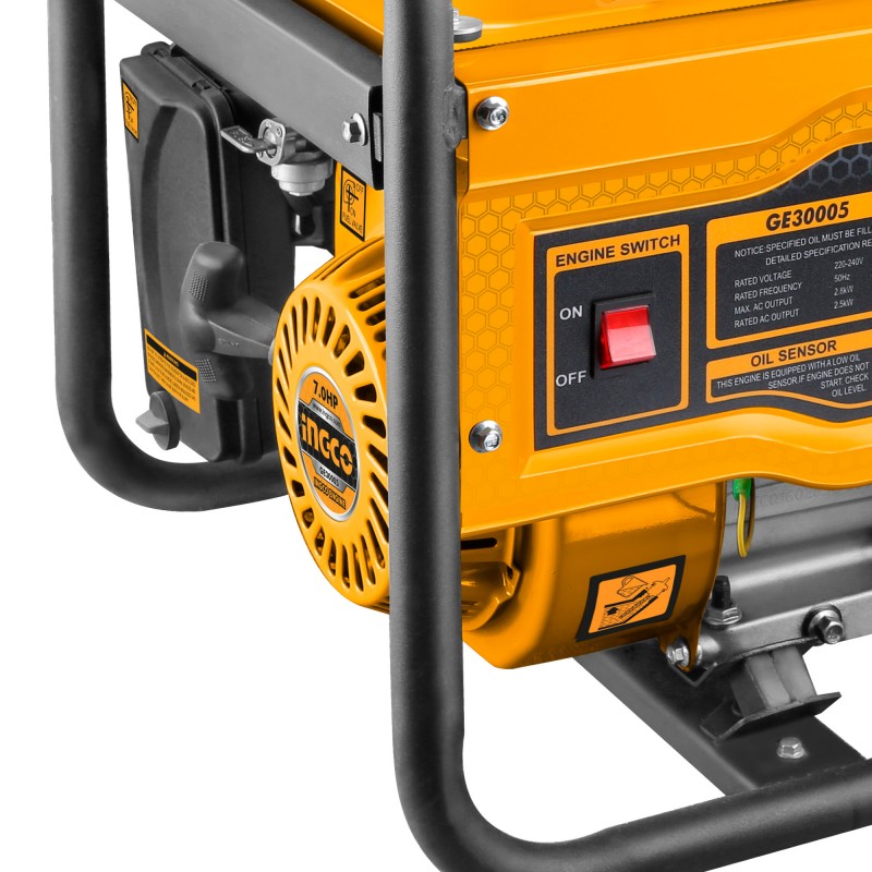 INGCO - Generatore di Corrente a Benzina 2,8kW GE30005 | 4 Tempi | 210cc | 3000 rpm | Avv. a Strappo