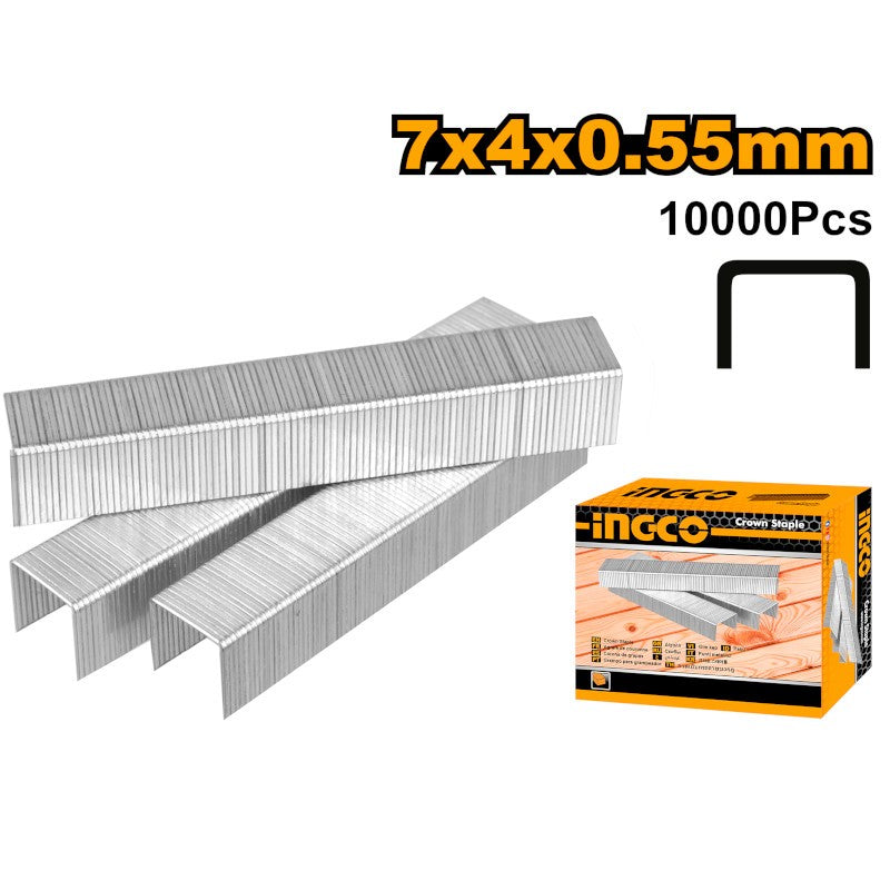 INGCO - Graffette Crown Staple per HPTM1258 HPTM1258S | 7x4x0,55mm | 10.000 pz
