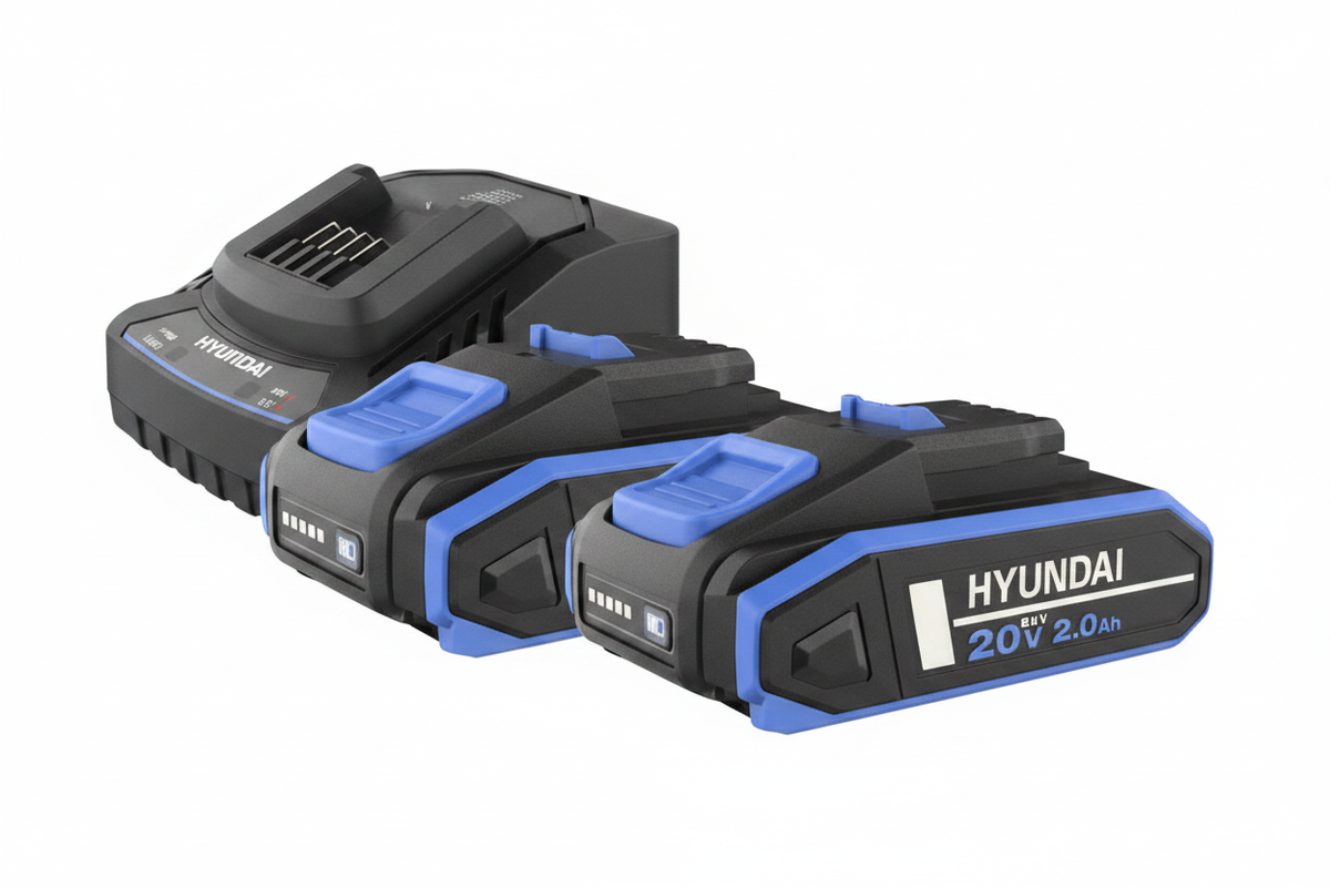 HYUNDAI Double Pack 25890 - Caricabatterie 20V + 2 Batterie 2Ah