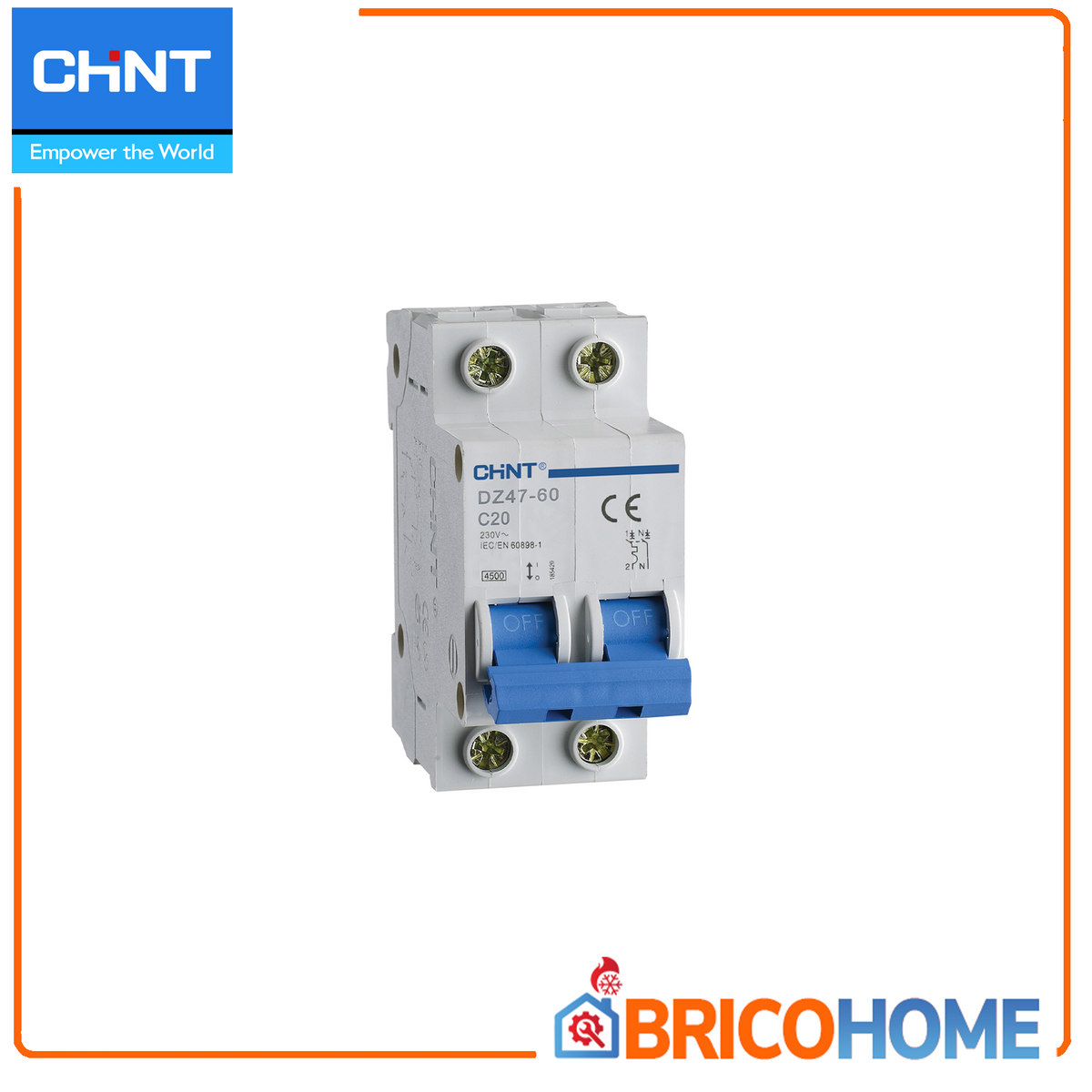 Leistungsschalter 2 Module - 1P+N 4,5kA Kurve C - CHINT