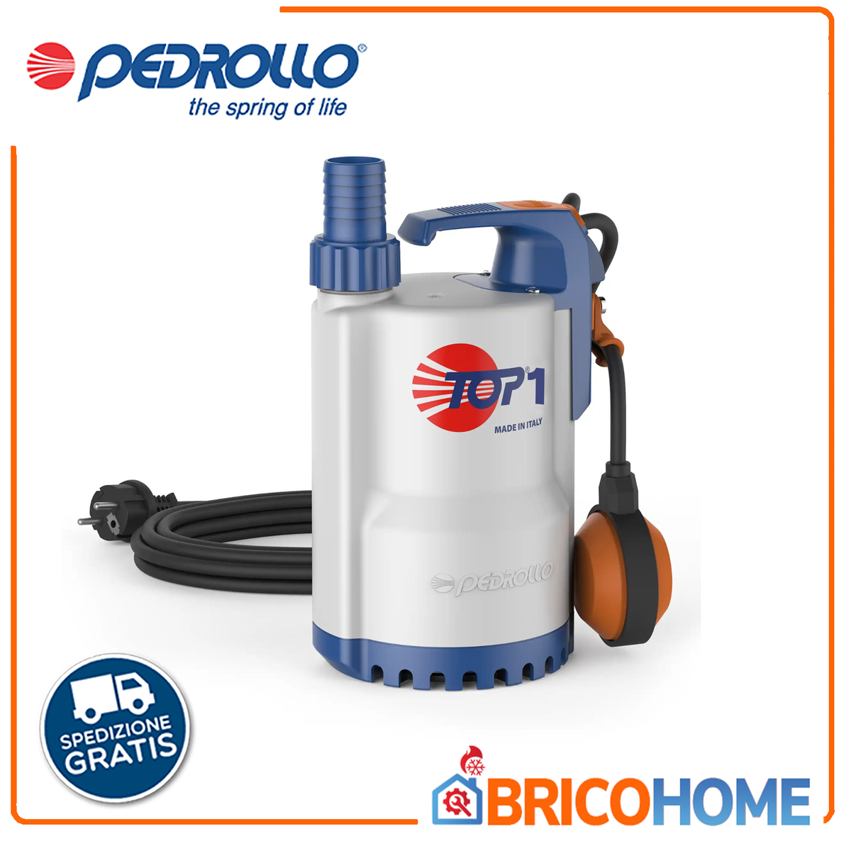 PEDROLLO TOP1 0.33HP Submersible Electric Pump for Clear Water Drainage