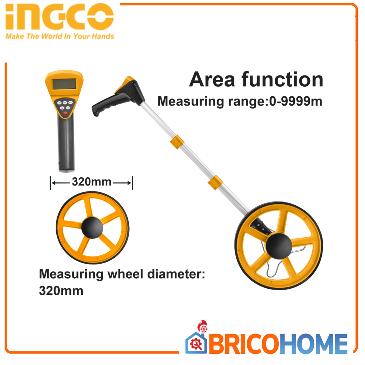 INGCO - Rotella Metrica Digitale HDMW23 | 0-99999m | Display | Metrico/Pollici | Con Supporto