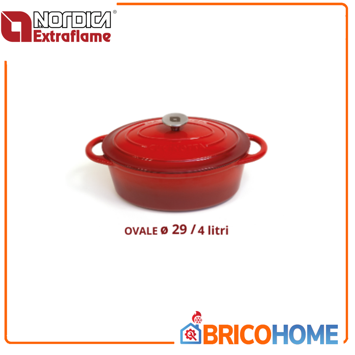 LA NORDICA - Casseruola Cocotte Cucinotta Ovale in Ghisa 29cm | 4 Litri | Con Coperchio | Smaltata | Induzione