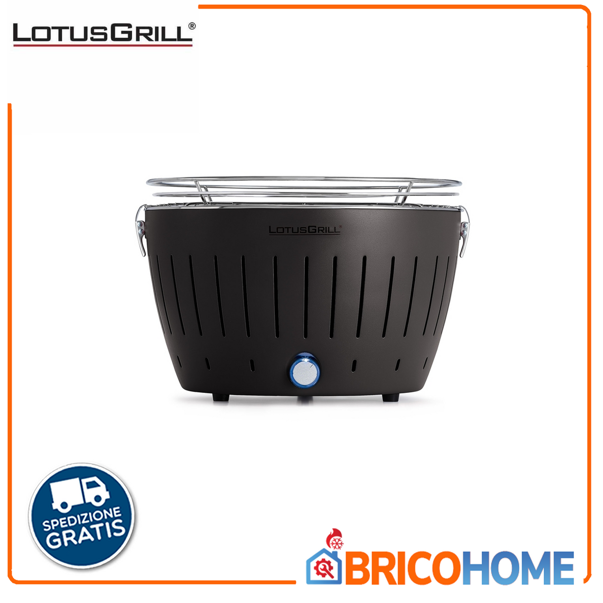 LOTUSGRILL - Barbecue da Tavolo CLASSIC | Carbonella Senza Fumo | Griglia Ø32cm | 3,7 kg | USB