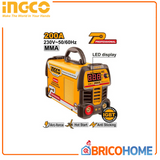 INGCO - Poste à souder Inverter MMA ING-MMA20069E | 200A | IGBT | Écran LED | Électrodes 1,6-4mm | Kit complet