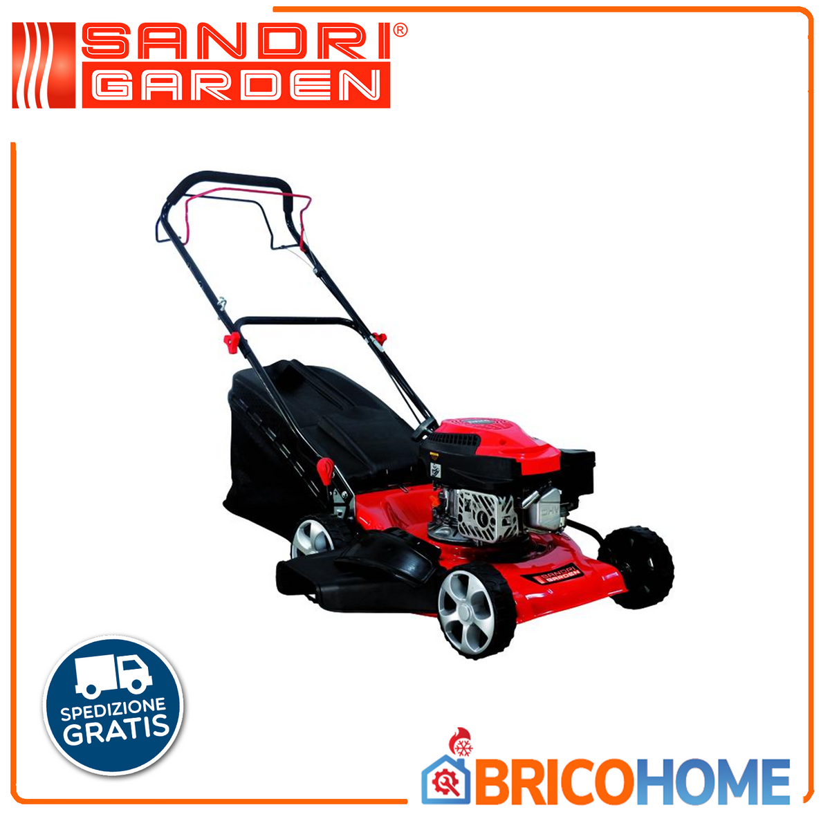 SANDRIGARDEN - Tagliaerba Semovente SG-14446 OHV | 144 cc 2,5 kW | Taglio 46 cm | Mulching | Telaio Acciaio | 600 m²