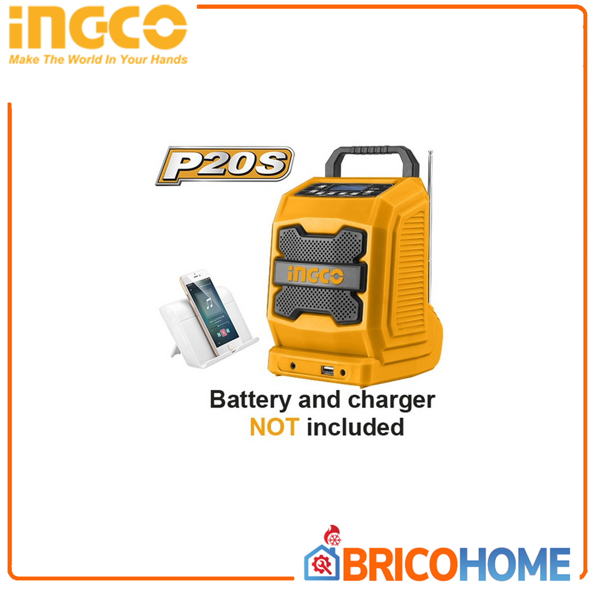 INGCO radio Bluetooth FM/AM sur batterie 20V (corps nu uniquement)