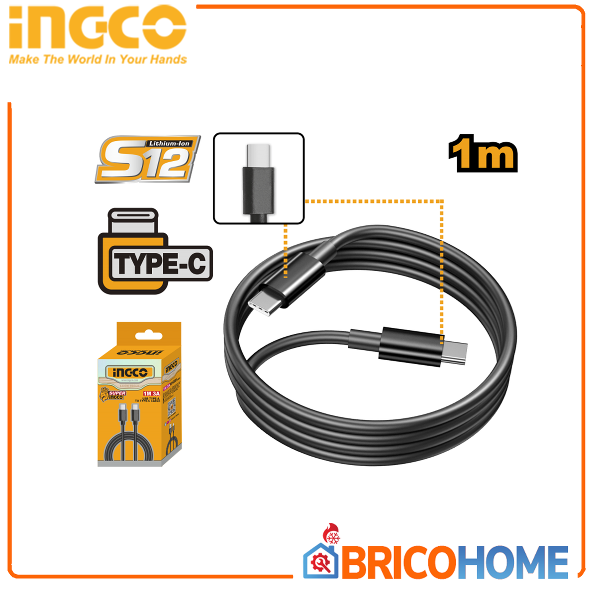 Cavetto di ricarica 1 mt USB TIPO C-C