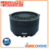 Sandri Garden - Rauchfreier Grill SG 31G | Gusseisenrost Ø 31 cm | Elektrischer Ventilator | Schnelle Zündung | Mit Tasche