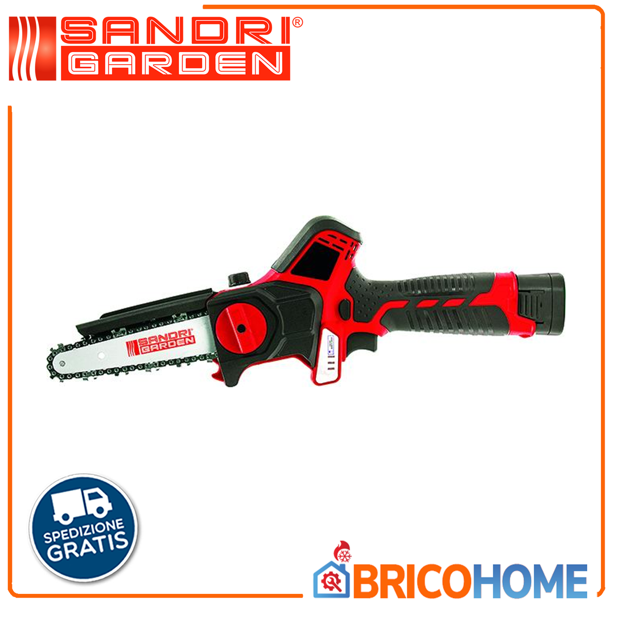 SandriGarden - Mini Elettrosega Troncarami SG-TR1600 | 16V 2x2Ah | Brushless | Lama 14cm | Valigetta