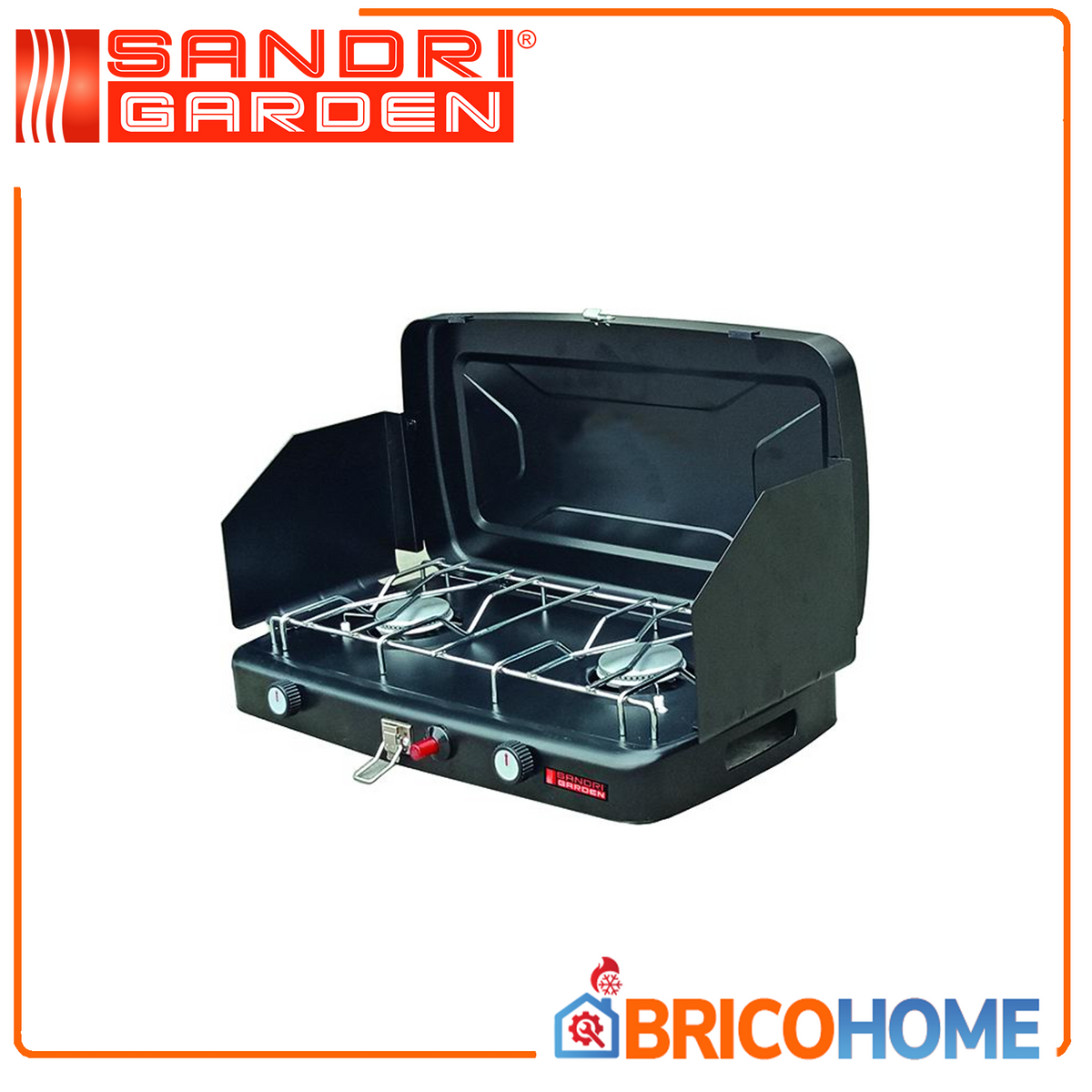 SANDRIGARDEN - Fornello a Gas Portatile 2 Fuochi Florida | 2 x 1,2 kW | Accensione Piezo | Propano/Butano G30-G31