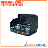 SANDRIGARDEN - Fornello a Gas Portatile 2 Fuochi Florida | 2 x 1,2 kW | Accensione Piezo | Propano/Butano G30-G31