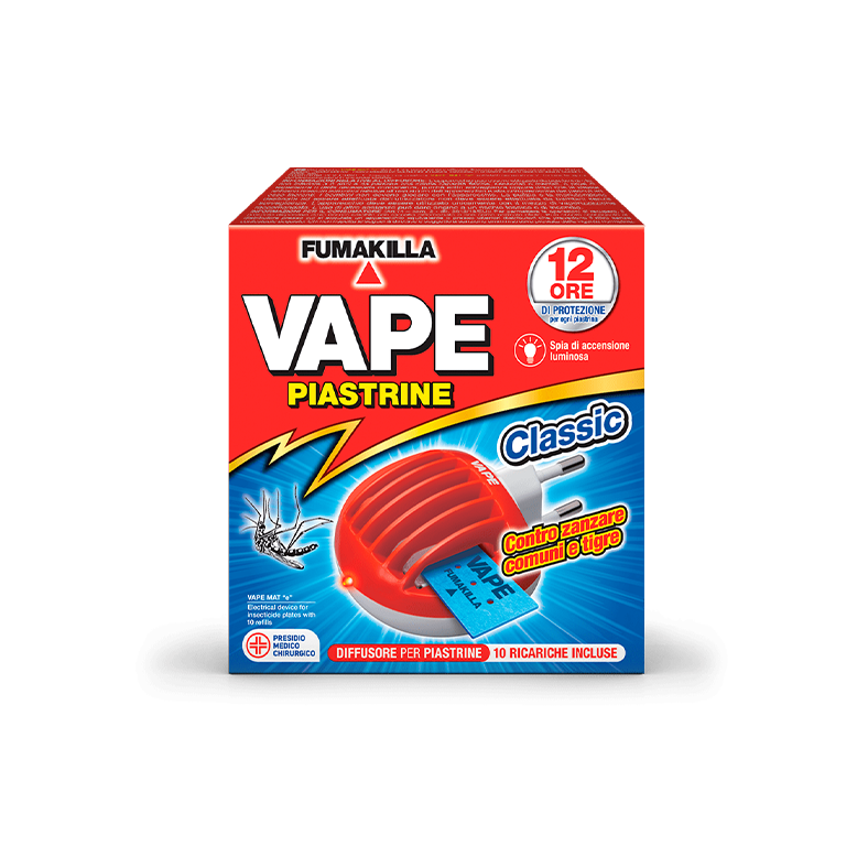 VAPE - Kit Diffusore a Spina + 10 Piastrine Classic GA18887 | Zanzara Comune e Tigre | 12 Ore | Citronella ed Eucalipto