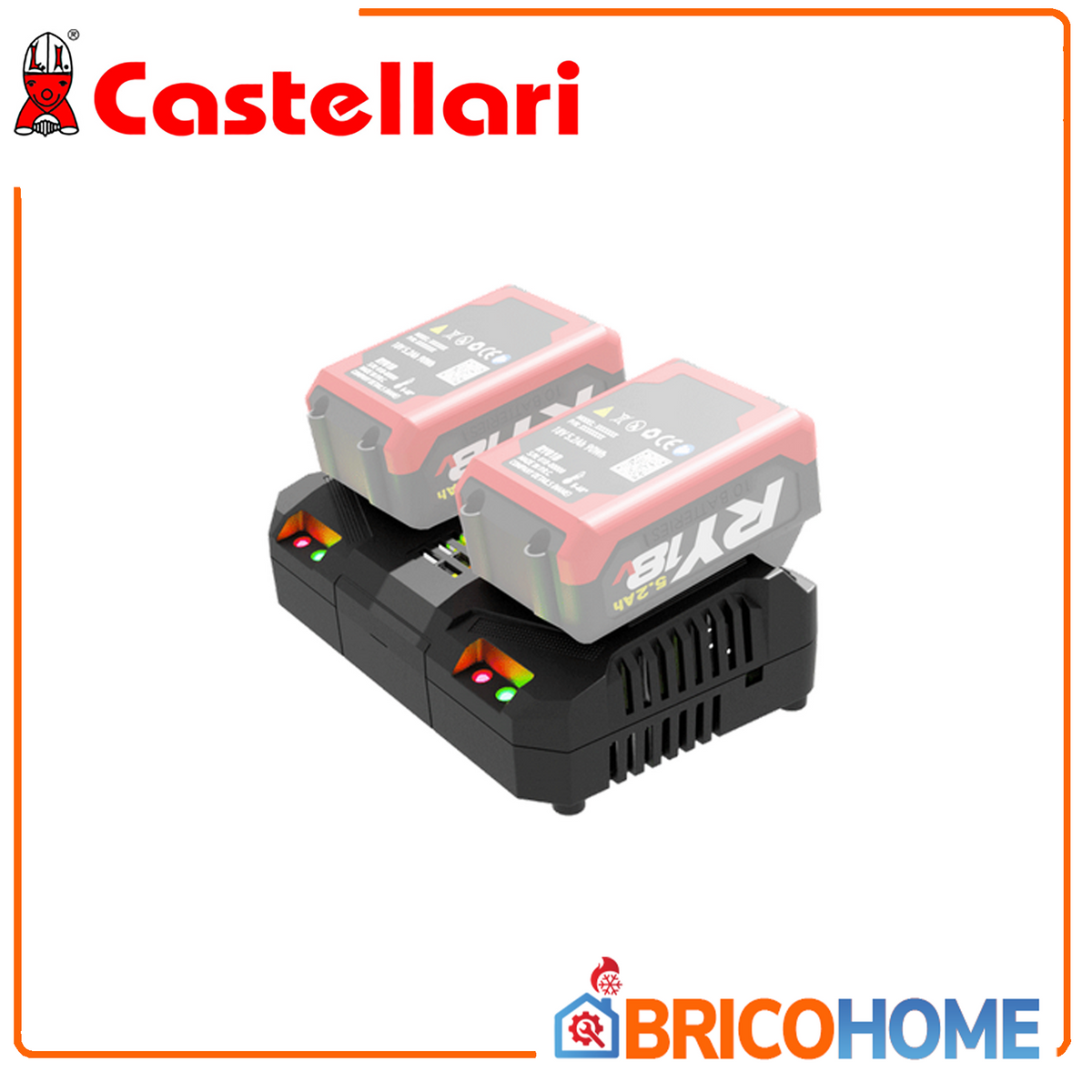 CASTELLARI - Caricabatterie Rapido Doppio RY04B | 220V | 4,0Ah | 2 Batterie Simultanee | RY01B RY02B