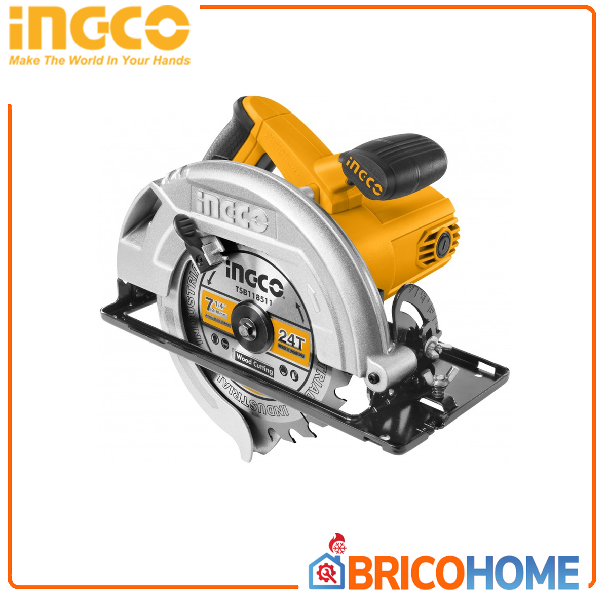 INGCO - Sega Circolare CS18568 | 1600W | Lama 185mm | Taglio 90°: 65mm | 45°: 44mm | 5000 giri/min
