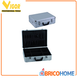 VIGOR - Valigetta Portautensili in Alluminio Midi Tondi 40545-04 | 420x310x125mm | Spigoli Tondi | Paraspigoli Cromati | Interno Morbido con Separatori
