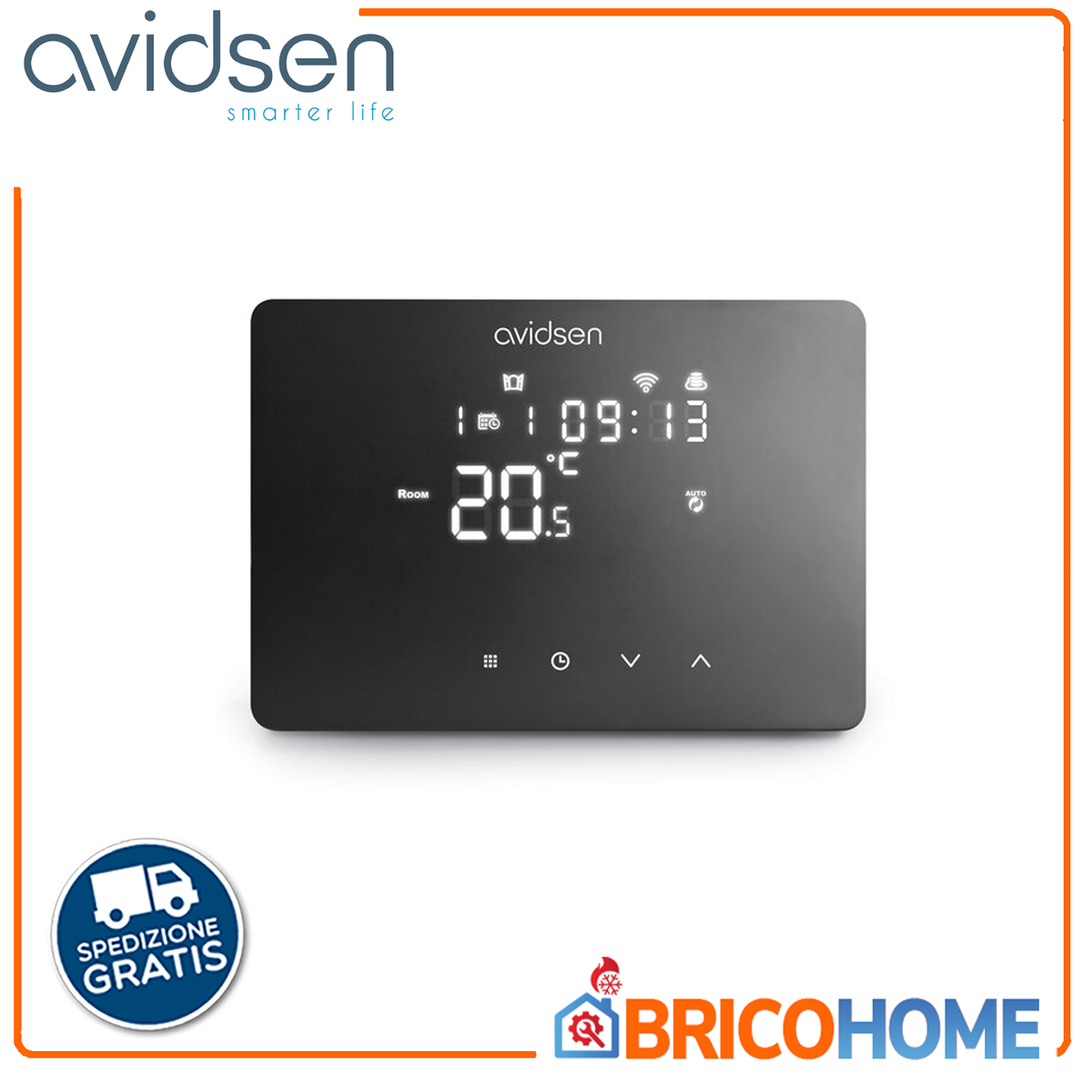 AVIDSEN - Cronotermostato Wi-Fi Filare Nero 127073 | HomeTemp | 230V | Caldaia e Pompa di Calore | Alexa Google