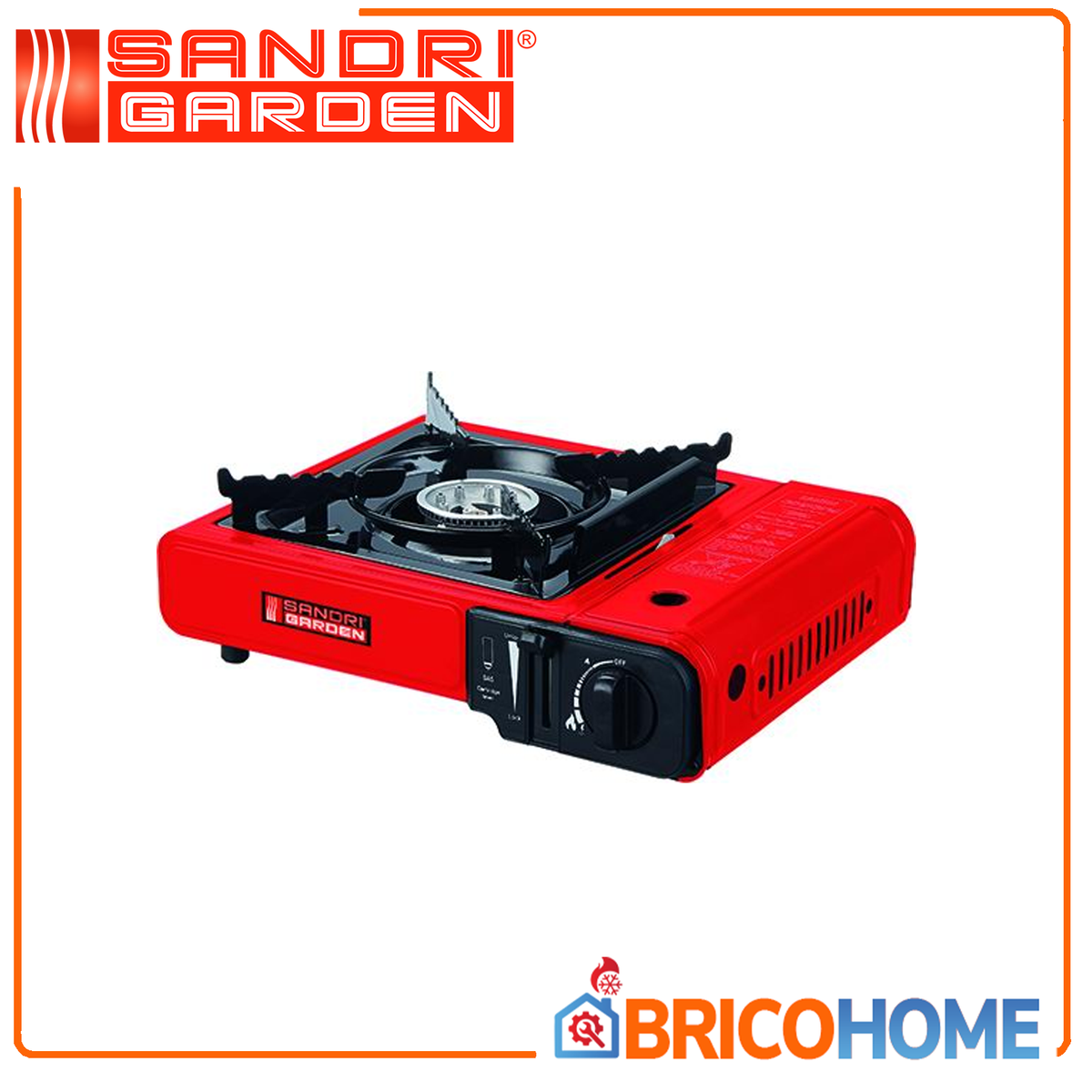 SANDRIGARDEN - Fornello a Gas Portatile Texas 78555-15 | 1 Fuoco 2,2 kW | Butano G30 | Piezoelettrico | Valigetta