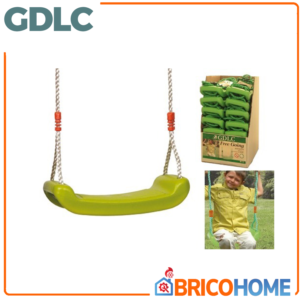 Safety Going - Altalena Free Going | 3-12 Anni | Portata 50kg | Seduta PP | Corde PE | 38x16cm