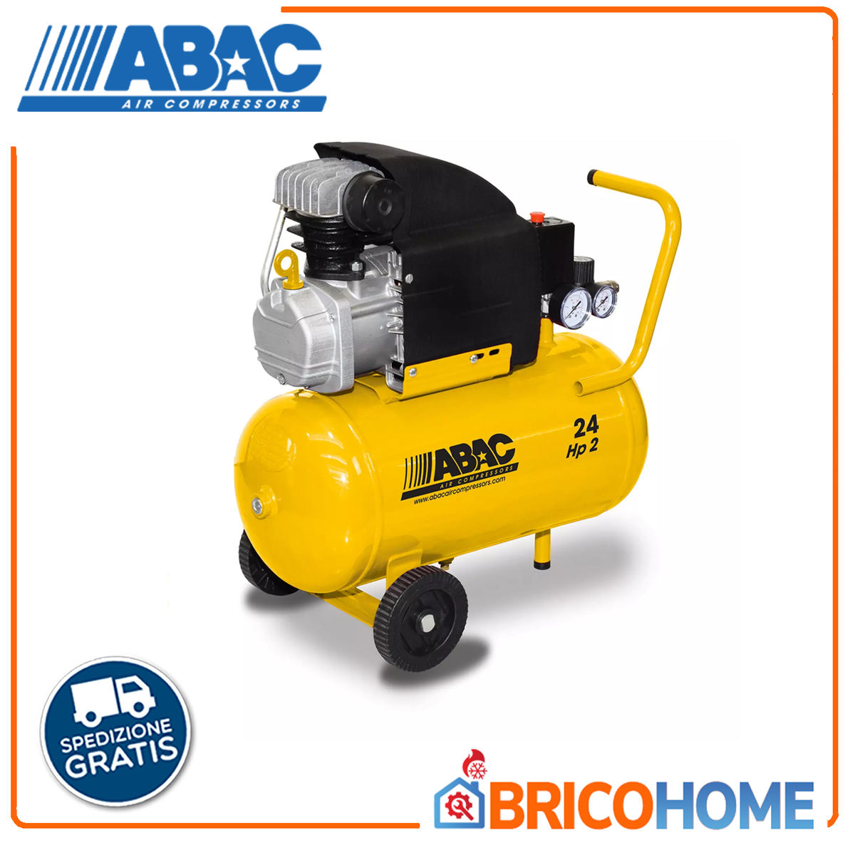 ABAC - Compressore Aria Pole Position B20 24L | 2 HP | 8 Bar | Lubrificato | 1129781008