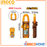 INGCO - Multimetro con Pinza Amperometrica DCM62001 | True RMS | AC 400A | 4000 Counts | Digitale