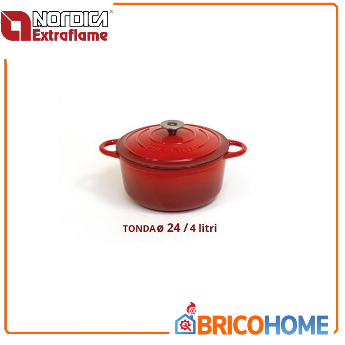 LA NORDICA - Casseruola Cocotte Cucinotta Tonda in Ghisa 24cm | 4 Litri | Con Coperchio | Smaltata | Induzione