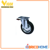 Schwenkbares Gummirad mit Bremse und 80x24mm Platte
