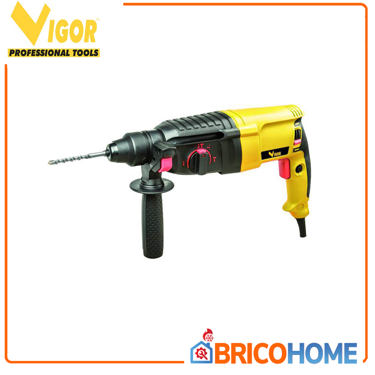 VIGOR - Tassellatore SDS Plus VBH-26 90250-05 | 800W | 0-1400 giri/min | 3J | Foro 26mm | Roto-Stop | Reversibile | Kit in Valigetta