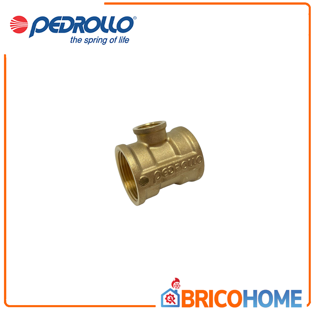 Pedrollo - Raccordo TEE Ridotto Ottone 3 Vie 1"1/4 x 1/2" | Per Vaso Espansione 1SF | Top Multi Tech | Cod. 500160001