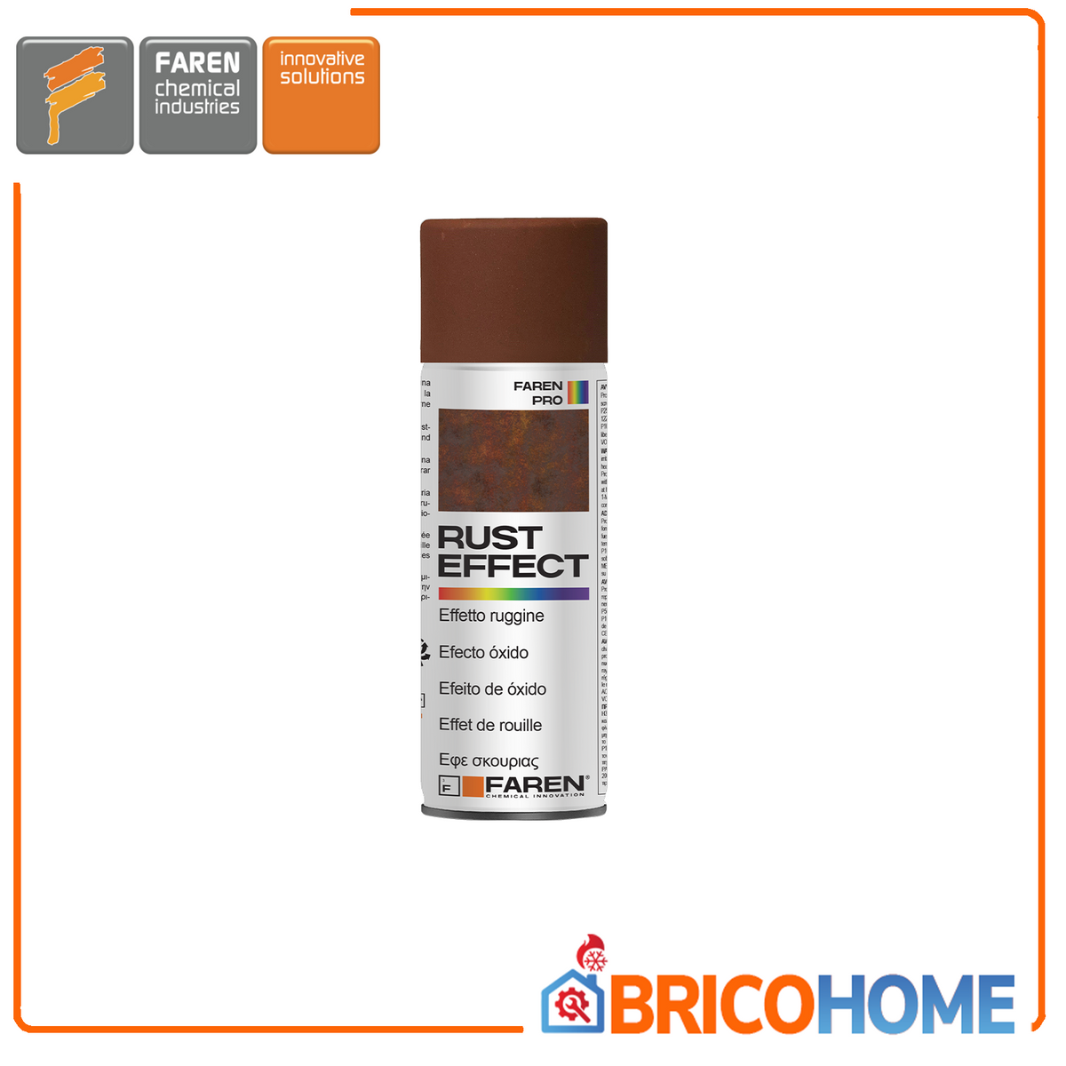 FAREN - Vernice Spray Effetto Ruggine RUST EFFECT 400ml | Interno/Esterno | Resistente UV | Esente Metalli Pesanti
