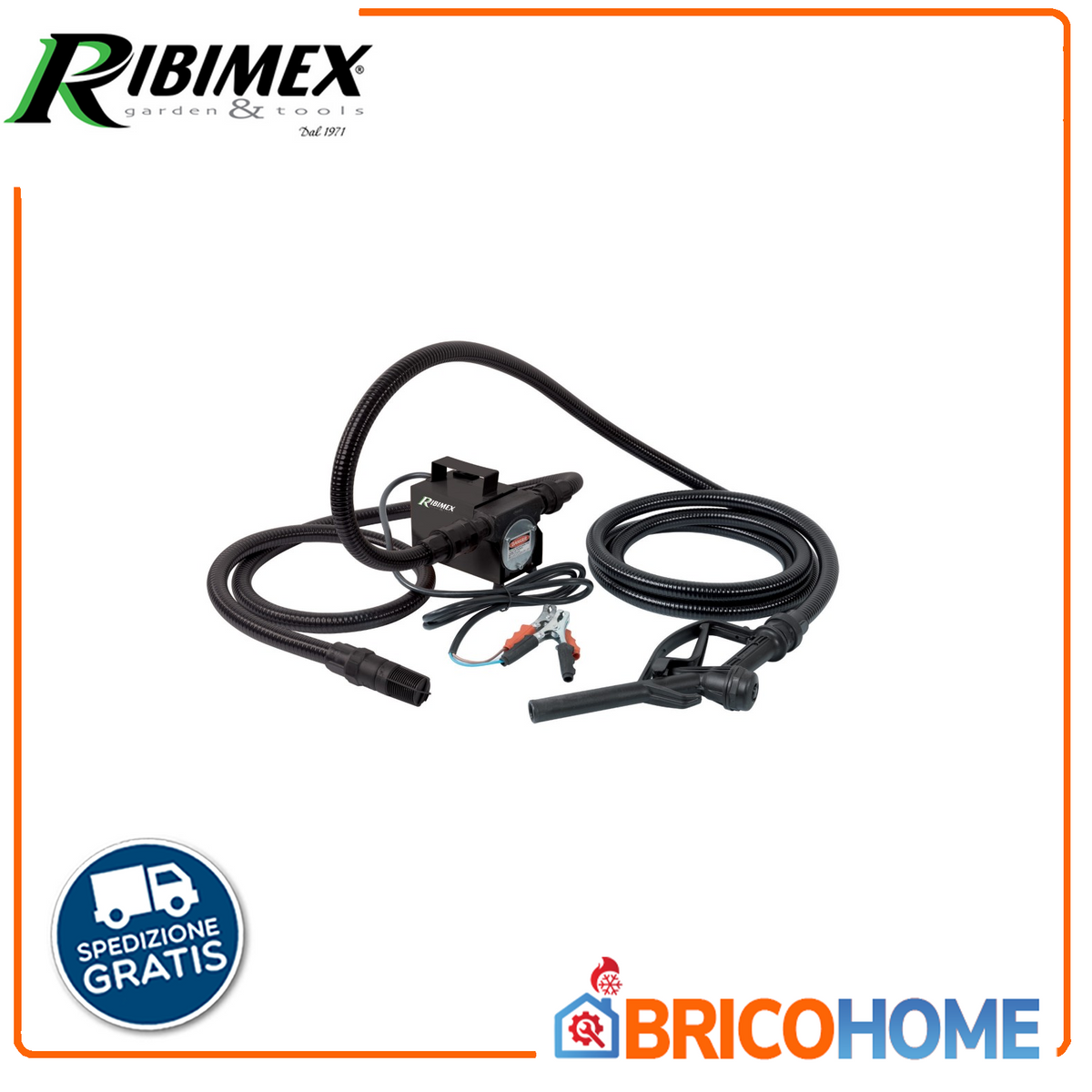 RIBIMEX - Kit Pompa Gasolio 12V PRKG12V | 140W | 40 L/min | IPX5 | Tubo 2+4 m