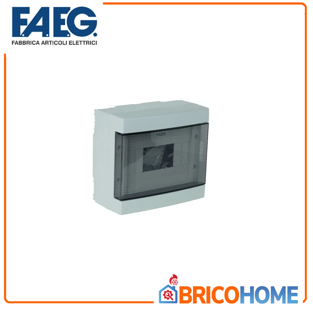 FAEG - Centralino da Parete FG14408 | 8 Moduli DIN | IP40 | 210x180x100mm | Portello Fumè | RAL 7035