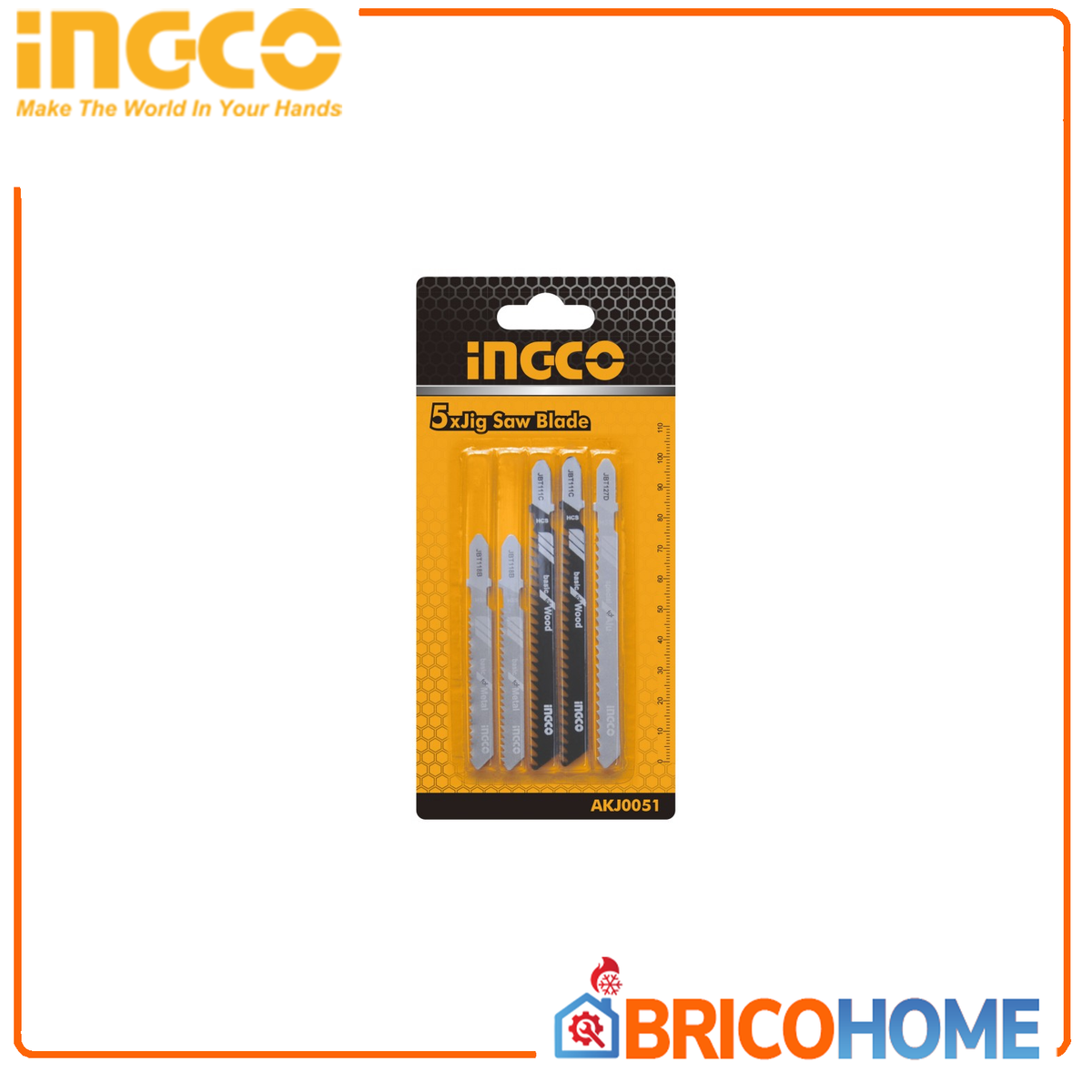 INGCO - Set 5 Lame per Seghetto Alternativo AKJ0051 | Legno | Metallo | Alluminio | In Blister