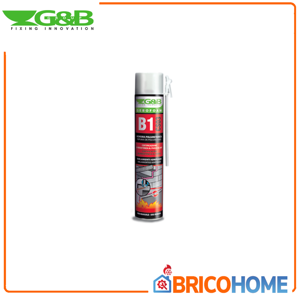 GEBOFOAM - Brandschutzschaum CS03 S750 B1 | 750ml | Selbstverlöschend | EI 240 min | Sicherheitsventil