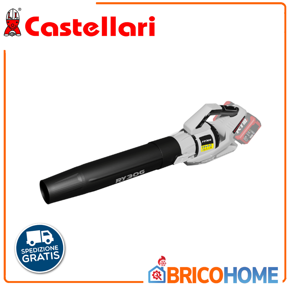 CASTELLARI - Soffiatore a Batteria RY30G 36V Brushless 700W | Solo Corpo | 58 m/s | 2,1kg | Compatibile RY18V