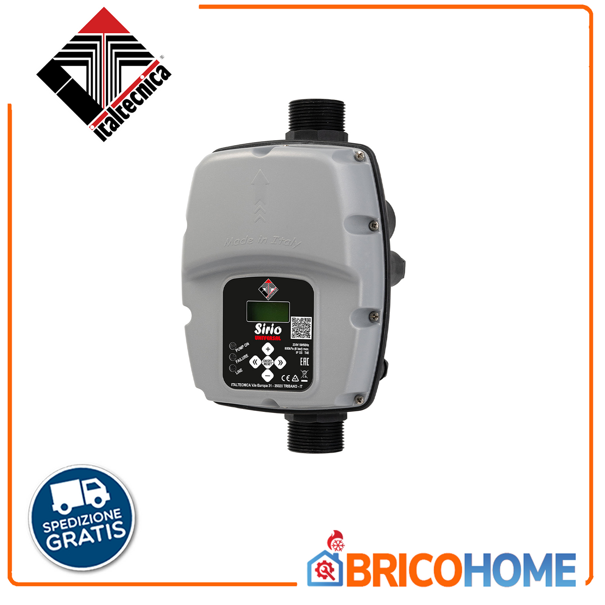 SIRIO UNIVERSAL - Inverter per Controllo Pressione Autoclave ed Elettropompe | Monofase + Trifase 230V | Pressione Costante