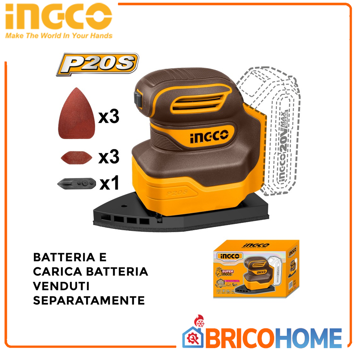 20V Palm Sander (Body Only) - INGCO