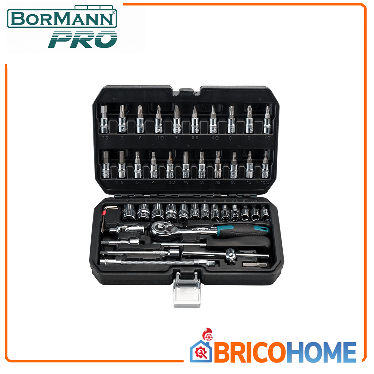 BORMANN Pro - Set 46pz Chiavi a Bussola con Cricchetto BHT5100 | 1/4'' | Acciaio Cr-V | Valigetta
