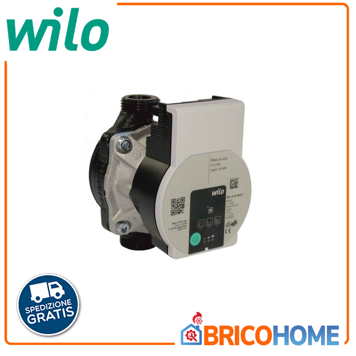 WILO - Circolatore Inverter Para 15/6 SC | Interasse 130mm | 1" | Riscaldamento e Biomassa