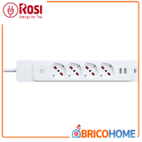 Steckdosenleiste mit Kabel, 4 Steckdosen/Schuko 10/16A + 2 USB-Anschlüsse + Schalter - Emilia Specialist ROSI