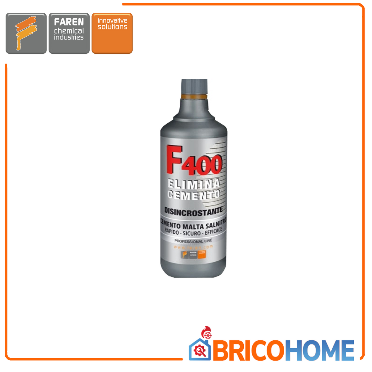 FAREN - Disincrostante Acido Concentrato F400 | Elimina Cemento Malta Calcare | Multisuperficie