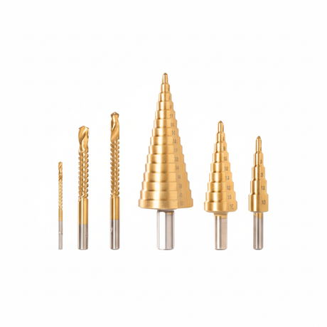 INGCO set 6 punte trapano gradino HSS titanio sfondo bianco solo prodotti