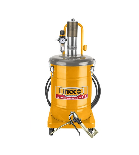 INGCO - Pneumatische Fettpresse auf Fahrgestell AGL02301 | 30 Liter | 400 BAR | Förderleistung 850g/min | 5m Schlauch