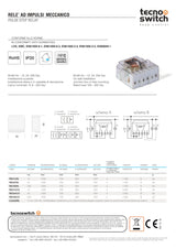 TECNO SWITCH - Relè Meccanico ad Impulsi Commutato RE230CO | 2 Contatti | 230V 50-60Hz | 10A 250Vac