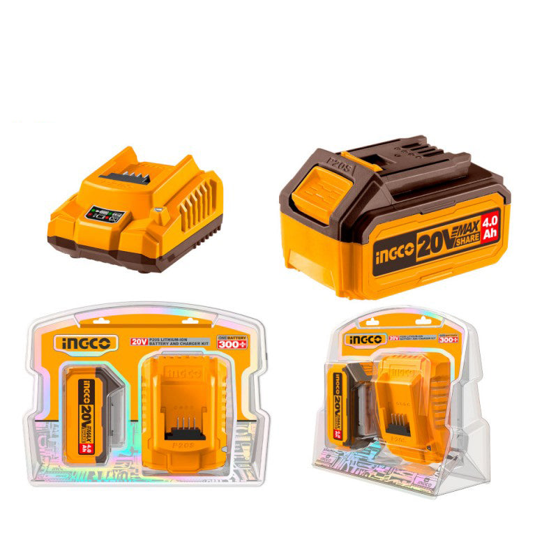 Kit INGCO Soffiatore a batteria 20V + Batteria 4.0 Ah + Caricabatteria [BUNDLE]