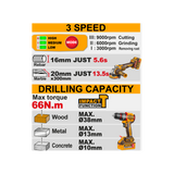 INGCO - Kit Smerigliatrice + Trapano Brushless CKLI20256E | 20V P20S | 66Nm | 1200W | 2x4Ah | Valigetta