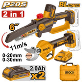 Ingco CGSLI2066 Mini Saw + CSSLI20308 Pruning Shears Kit with Battery/Charger – COSLI250795E