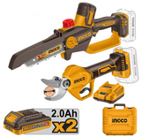 Ingco CGSLI2066 Mini Saw + CSSLI20308 Pruning Shears Kit with Battery/Charger – COSLI250795E