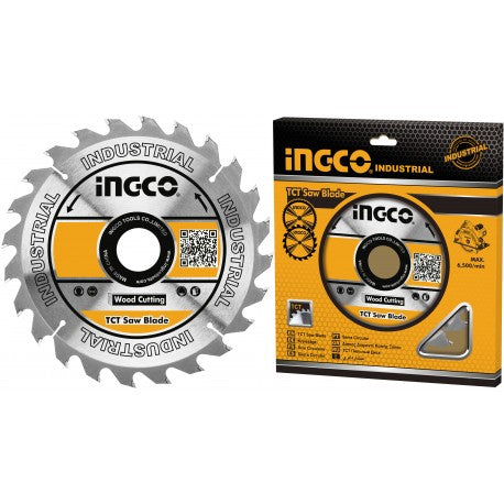 INGCO - Disco TCT Ricambio Sega Circolare 165mm 24T | Foro 20mm | 9200 min⁻¹ | Per Legno | CSLI1651